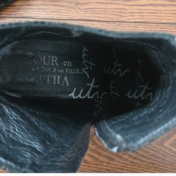 Un Tour En Ville Black 2' heeled ankle boots pebbled size 38 US7.5 - Picture 10 of 11